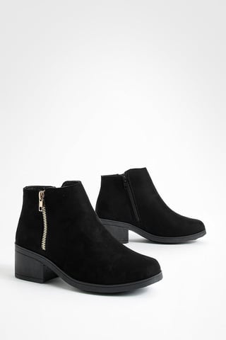 Chelsea boots van imitatie-suède met blokhak en rits aan de zijkant