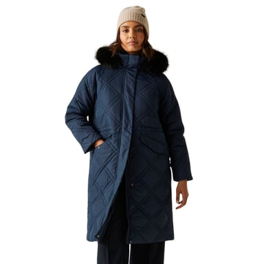 Regatta Freyla lange gewatteerde damesjas, waterafstotend – marineblauw