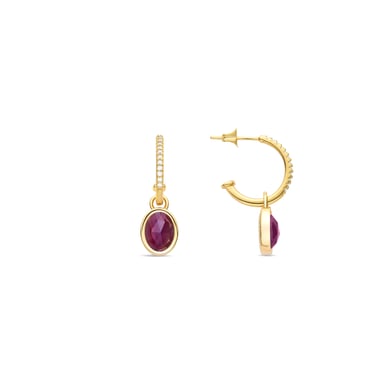 Luxenter Nyahau Earrings with Purple Crystal finished in 18K yellow gold