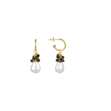Luxenter Sterling Silver 925 earrings with Black Crystal finished in 18K yellow gold - Sahme