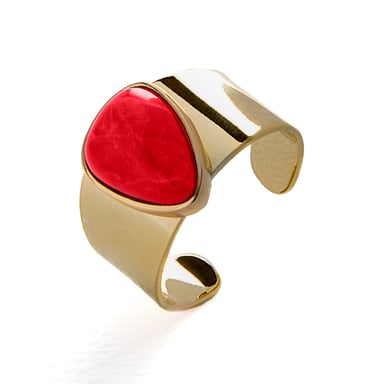 Luxenter sheak ring in metal alloy and coral 18K gold plated finish