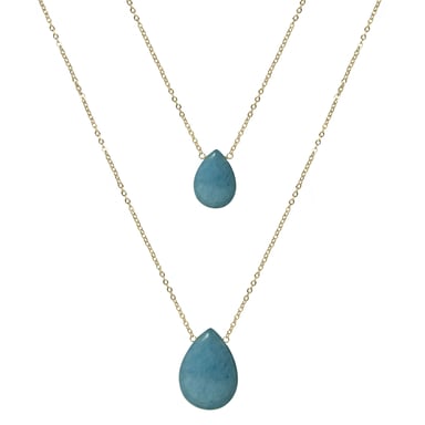 Luxenter abelia necklace made of metal alloy and blue agate 18K gold plated finish