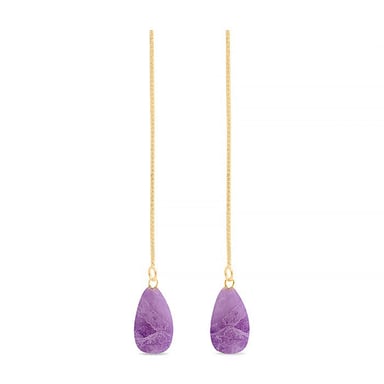 Luxenter zoqoyi earrings in 925 sterling silver and natural amethyst 18K gold plated finish