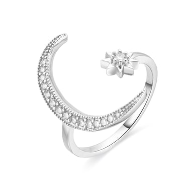Luxenter Meral ring,made of shiny zirconia,rhodium finish
