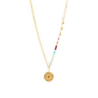 Luxenter Multicolour Crystal Necklace finished in 18K yellow gold - Targey