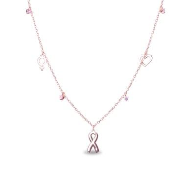 Necklace Luxenter lazo made of 925 sterling silver and pink tourmaline zirconia rhodium plated finish