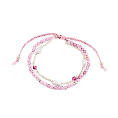 Luxenter athat bracelet in metal alloy and pink tourmaline 18K gold plated finish