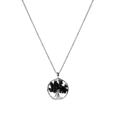 Luxenter budleia metalllegering och onyxhalsband rodiumpläterad finish