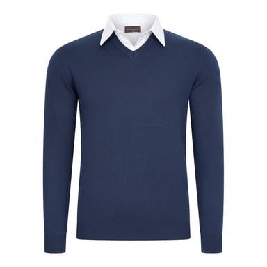 Cappuccino Italia Sweaters Mock Pullover Navy Blue