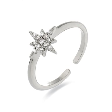Luxenter ring with rhodium plated brilliant zirconia - Kimsel