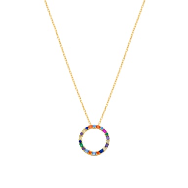Luxenter hrius-halsband i 925 sterlingsilver och flerfärgade zirkoner med 18 karats gulguldplätering