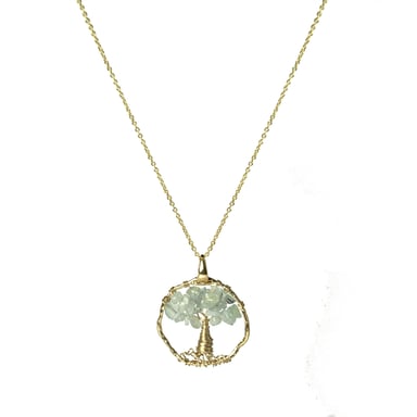 Necklace Luxenter budleia made of metal alloy and natural aquamarine 18K gold plated finish