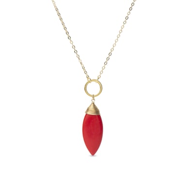 Luxenter ayom necklace made of metal alloy and coral with 18K gold plated finish