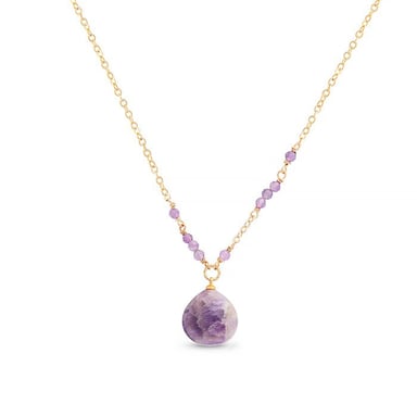 Luxenter zoqoyi necklace in metal alloy and natural amethyst 18K gold plated finish