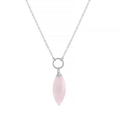 Luxenter ayom necklace in metal alloy and rose quartz rhodium plated finish