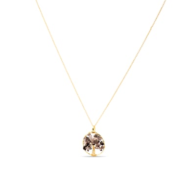 Luxenter budleia metal alloy and smoky quartz rock crystal 18K gold plated finish necklace