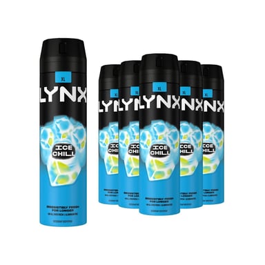 Lynx XL Ice Chill Body Spray Deo 48H Fresh Iced Mint & Lemon Scent 200ml, 30 Pk