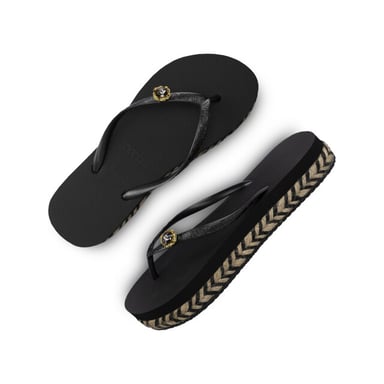 Raffia Switch Flip Flop zwart