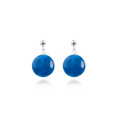 Luxenter kenitna earrings in metal alloy and dark blue agate rhodium plated finish