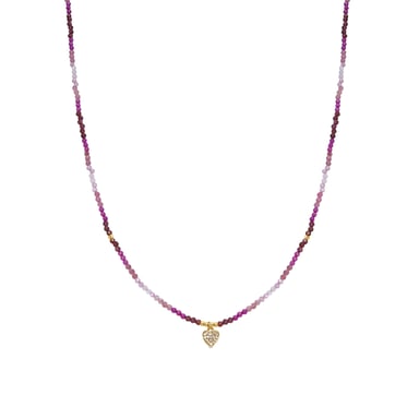 Luxenter Sterling Silver 925 and Rose Crystal necklace finished in 18k yellow gold - Heart
