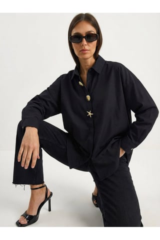 Button Detailed Poplin Shirt