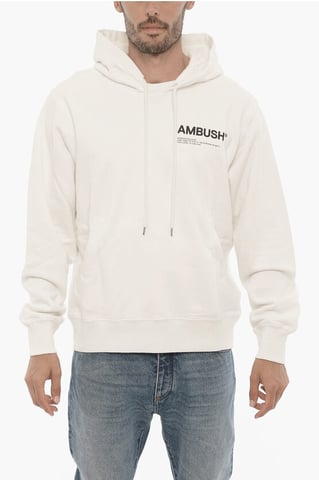 Effen hoodie met contrasterend logo in wit
