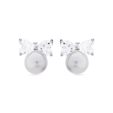 Luxenter Theria 925 Sterling Silver och Vit Rhodiumpläterad Pärla Örhängen