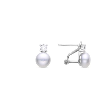 Luxenter 925 Sterling Silver Örhängen med Vit Rhodiumpläterad Pärla - Ohrun