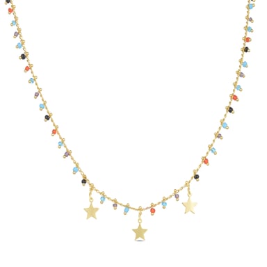 Luxenter beos necklace in 925 sterling silver and multicoloured hydrothermal quartz with 18kt yellow gold plated finish