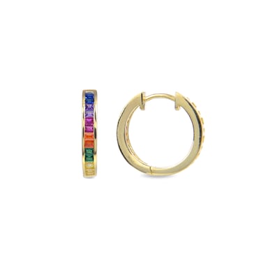 Luxenter Sterling Silver 925 earrings with Multicolour Zirconia finished in 18K yellow gold - Tuhato
