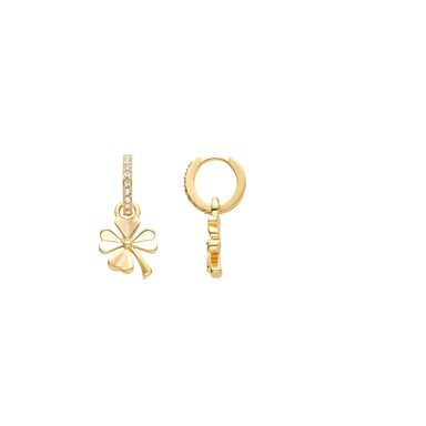 Earrings Luxenter Flower of Brilliant Zirconia,18 carat yellow gold finish