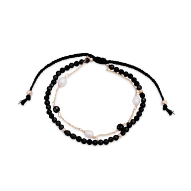 Luxenter athat metal alloy and hydrothermal quartz onyx bracelet 18K gold plated finish