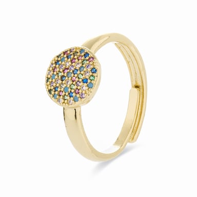 Luxenter ring with Multicolour Zirconia finished in 18K yellow gold - Cuix