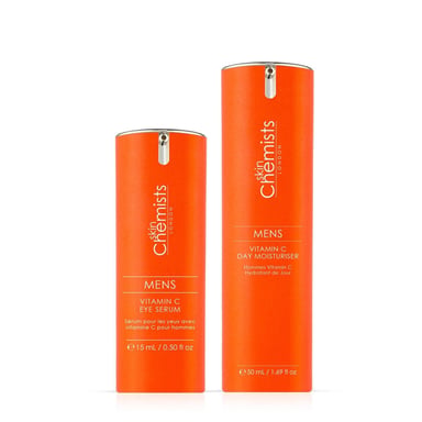skinChemists Anti-Ageing Men's Vitamin C Brightening Duo Kit for Acne, Blemishes, Large Pores, Brightening