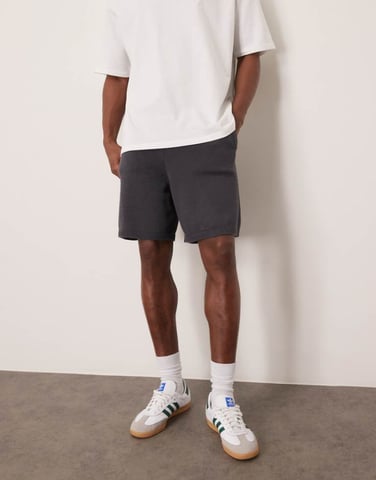 ASOS DESIGN oversized midweight knitted cotton shorts co-ord in charcoal