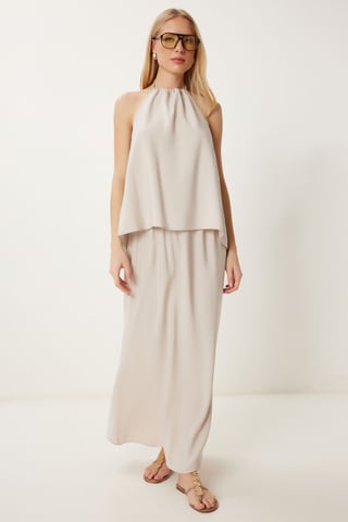 Halter Neck Blouse & Maxi Skirt Co-Ord Set