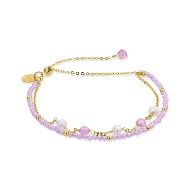 Luxenter 925 Sterling Silverarmband med rosa kristall i 18K gult guld - Rius