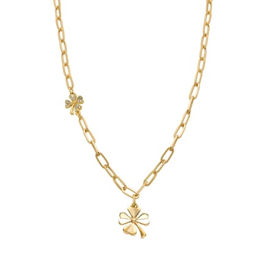 Luxenter Luxenter Flower necklace in shiny zirconia, 18k yellow gold finish