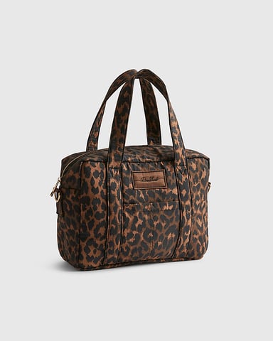 River Island Womens Holdall Bag Brown Leopard Jacquard Canvas Zip