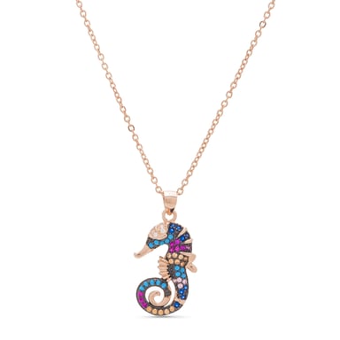 Luxenter cawig necklace in 925 sterling silver and multicoloured zirconia with 18 carat rose gold plated finish