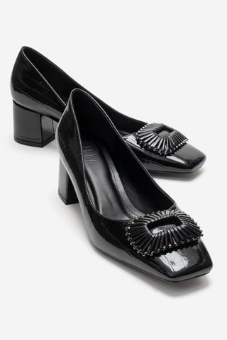 Velora Buckle Square Toe Block Heel Pump