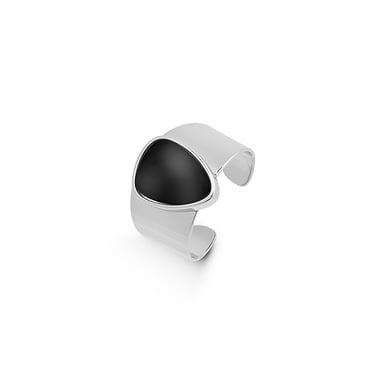 Luxenter sheak ring in metal alloy and onyx, rhodium-plated finish