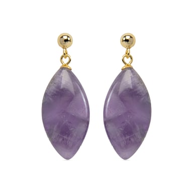 Luxenter ayom earrings made of 925 sterling silver and natural amethyst finished in 18K gold plating