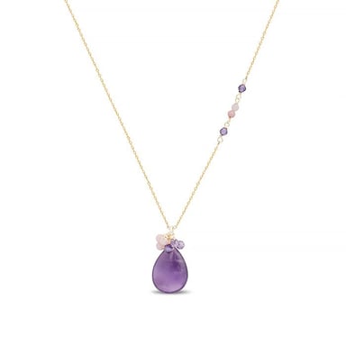 Luxenter adak necklace in metal alloy and natural amethyst 18K gold plated finish