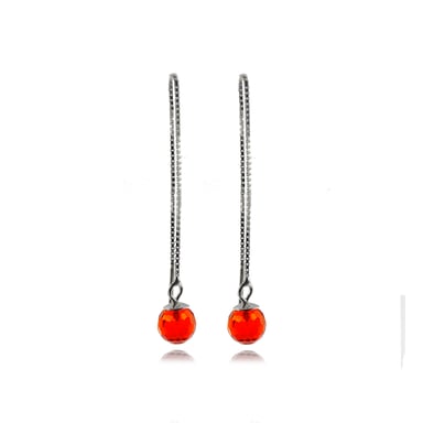 Luxenter yedia-örhängen i 925 sterlingsilver och orange hydrotermisk kvarts, rodiumpläterad finish