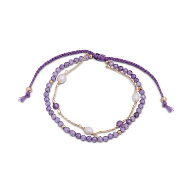 Luxenter athat bracelet in metal alloy and amethyst zirconia 18K gold plated finish