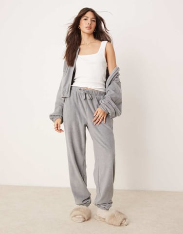 ASOS DESIGN lounge mix & match fleece jogger in light grey