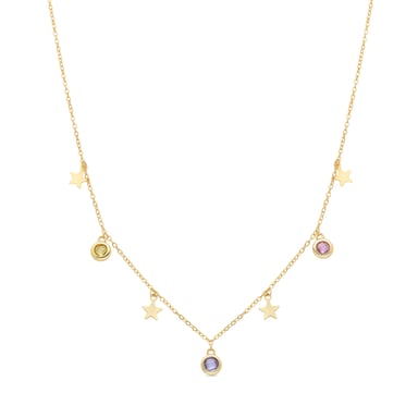 Luxenter Sunah necklace,made of multicoloured zirconia,18k yellow gold finish