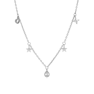 Necklace Luxenter Star necklace in 925 sterling silver and shiny rhodium plated finish zirconia