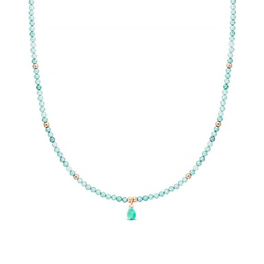 Necklace Luxenter athat made of metal alloy and amazonite 18K gold plated finish